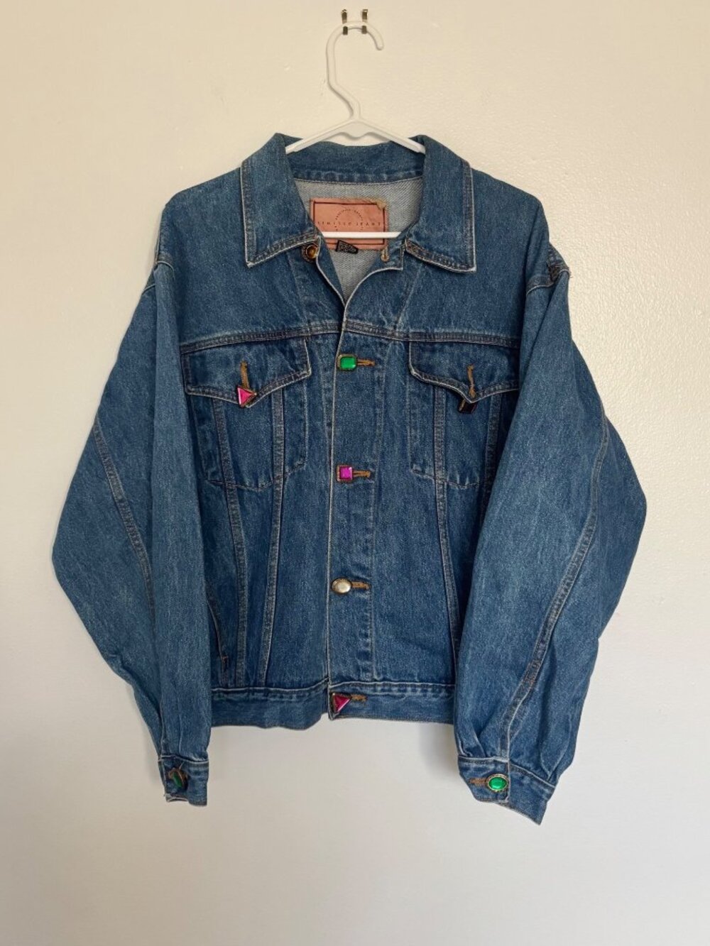 Limited Jeans Y2K Embellished Denim Womens M Jacket Colorful Jeweled Buttons